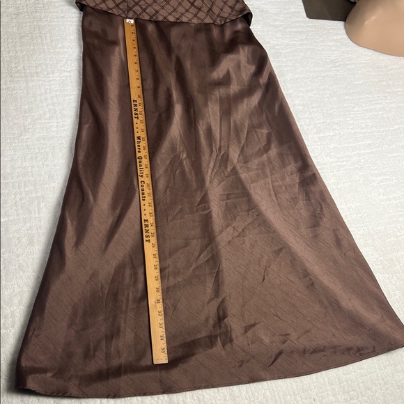 Jessica Howard brown floor-length evening dress shoulder straps flare skirt 14 - Picture 11 of 15